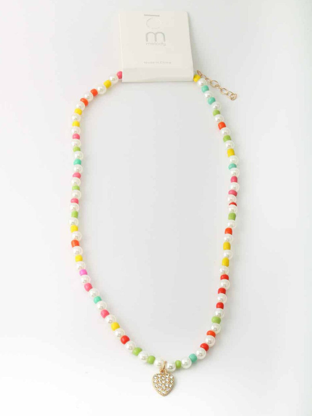 WOMEN'S ASSORTED COLORS BEADS HEART NECKLACE