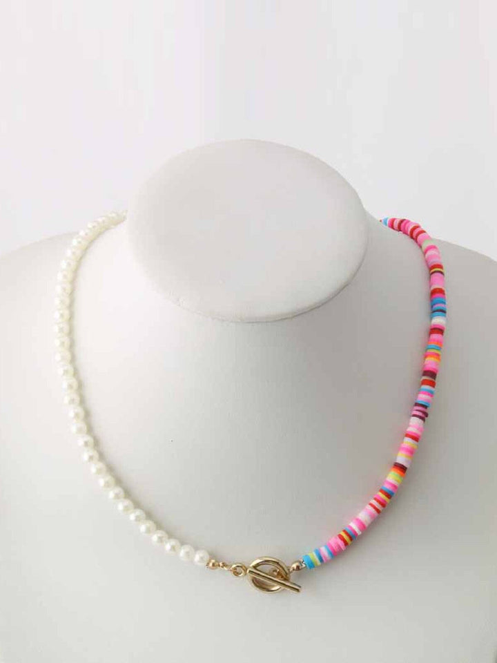 WOMEN'S ASSORTED COLORS BEADS & PEARL NECKLACE
