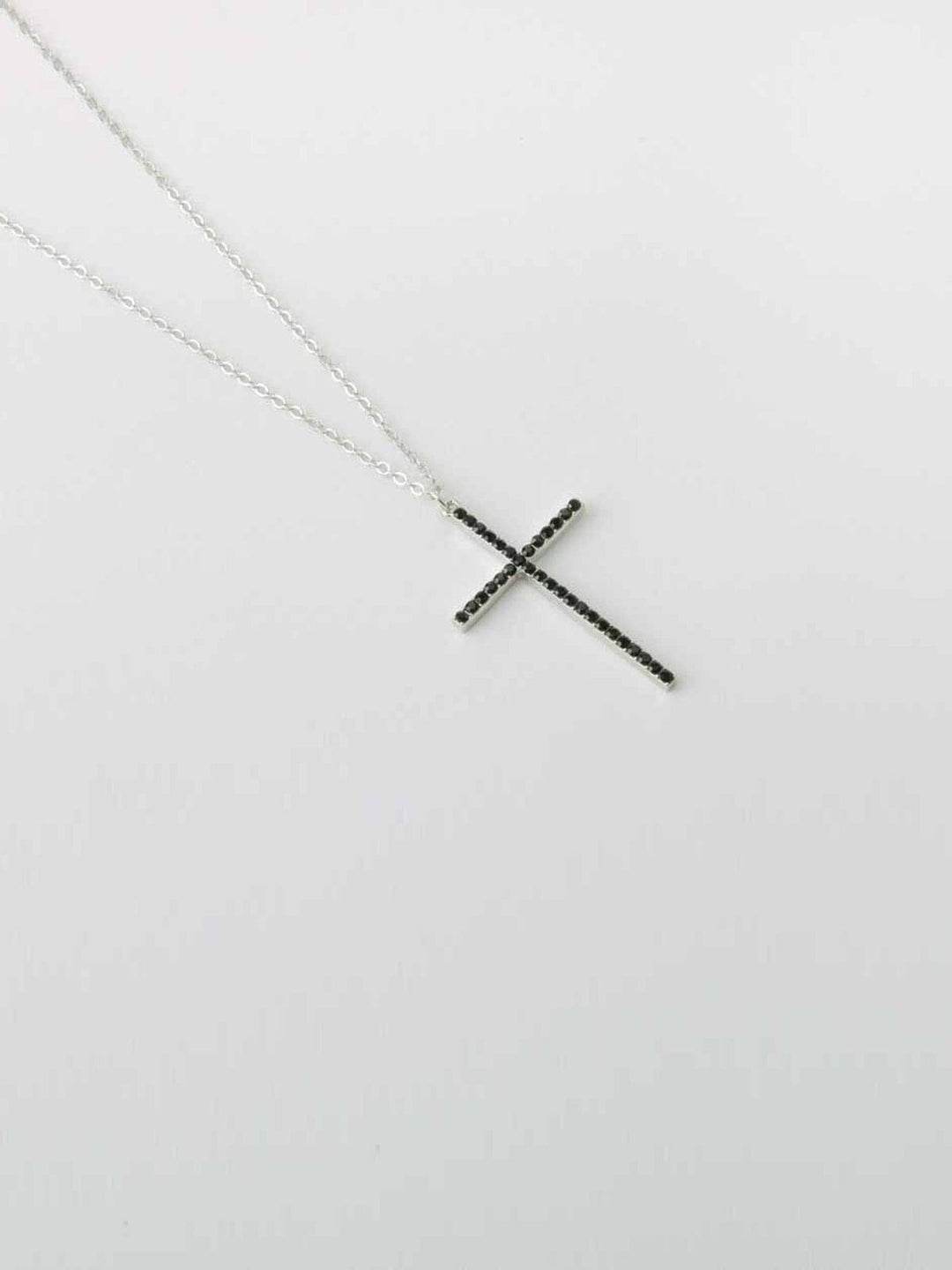 WOMEN'S GOLD & SILVER STONE CROSS NECKLACE
