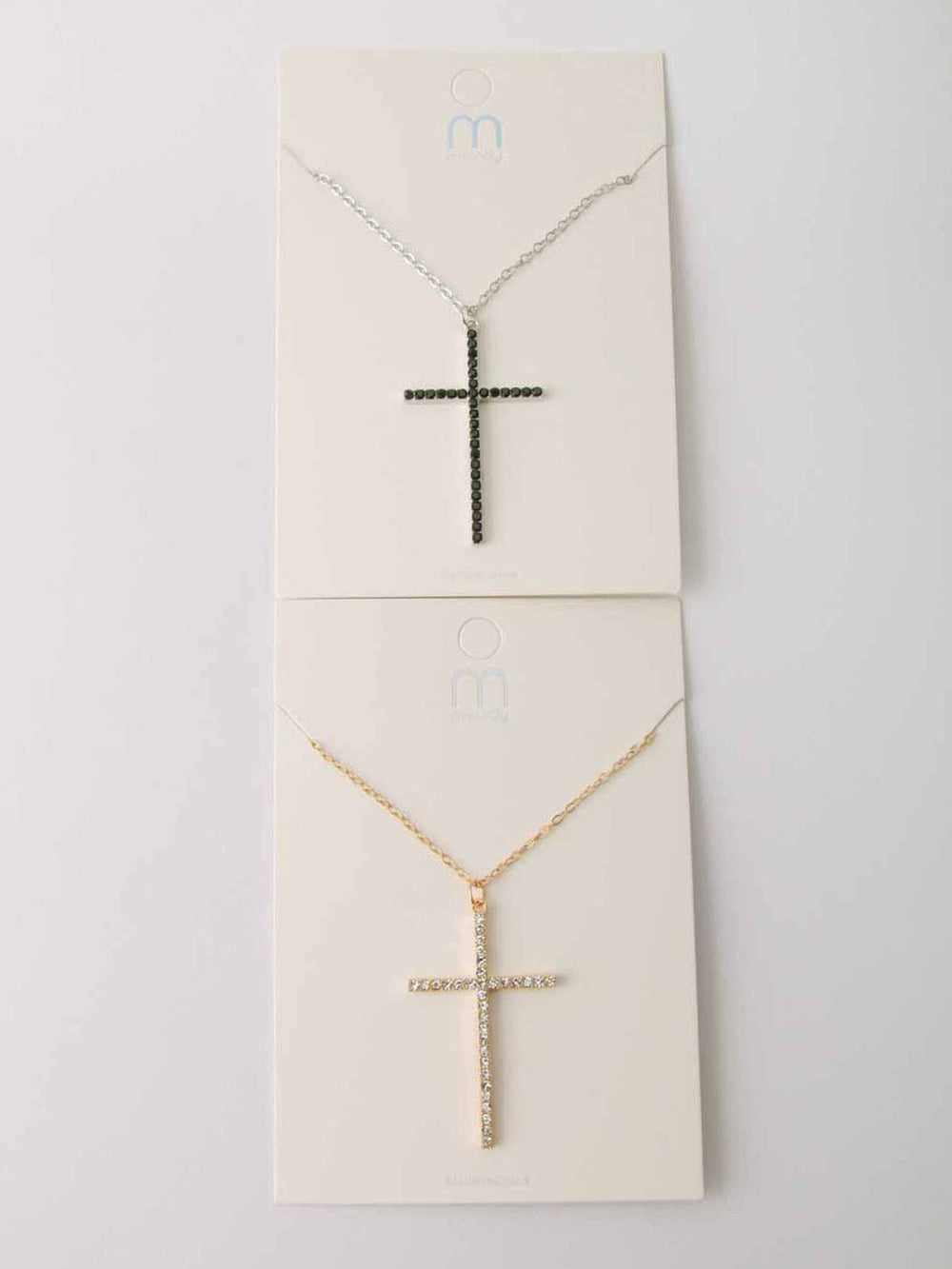 WOMEN'S GOLD & SILVER STONE CROSS NECKLACE