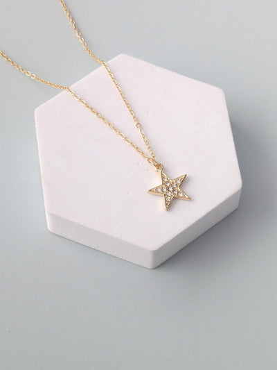 WOMEN'S GOLD & SILVER STONE STAR NECKLACE