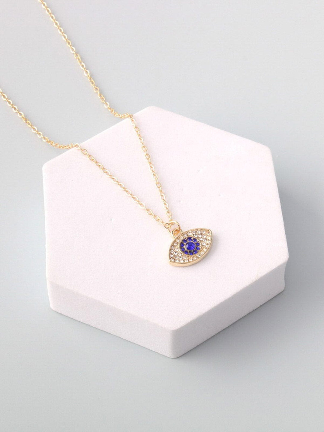 WOMEN'S GOLD & SILVER STONE EVIL EYE NECKLACE