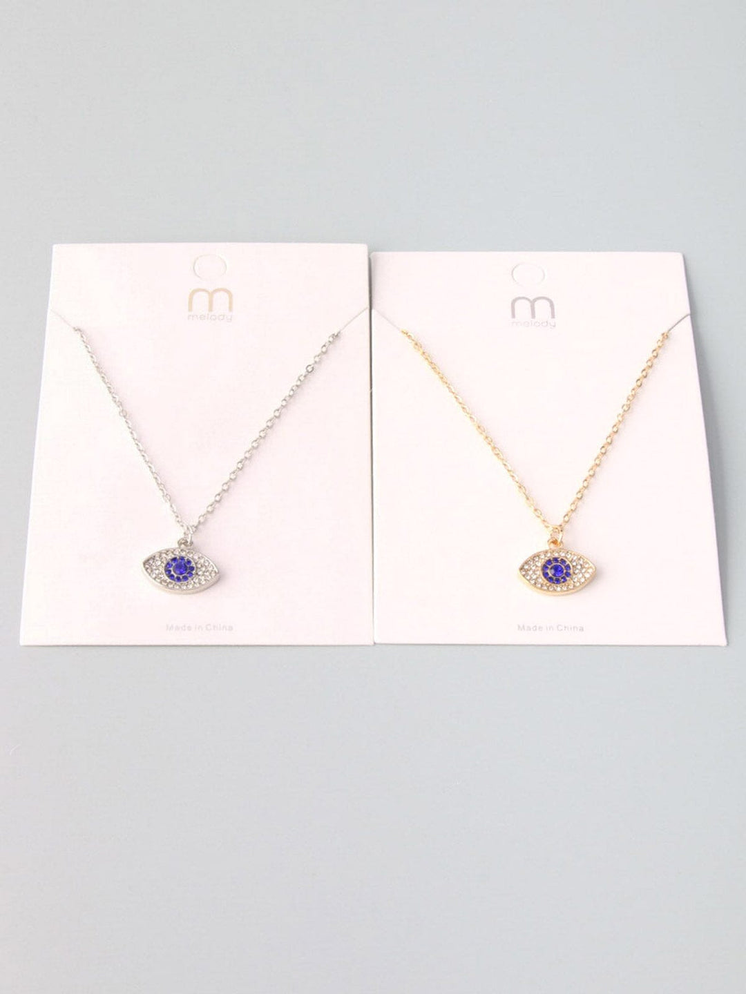 WOMEN'S GOLD & SILVER STONE EVIL EYE NECKLACE