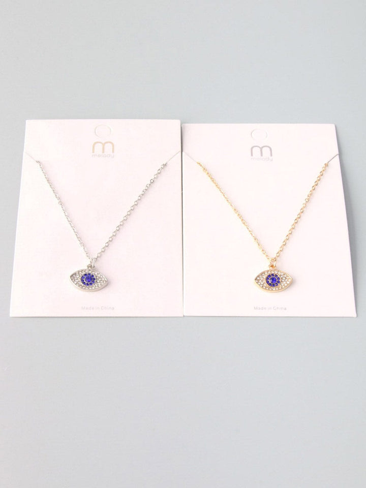 WOMEN'S GOLD & SILVER STONE EVIL EYE NECKLACE