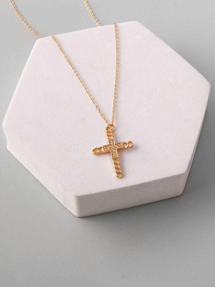 WOMEN'S GOLD & SILVER CROSS NECKLACE