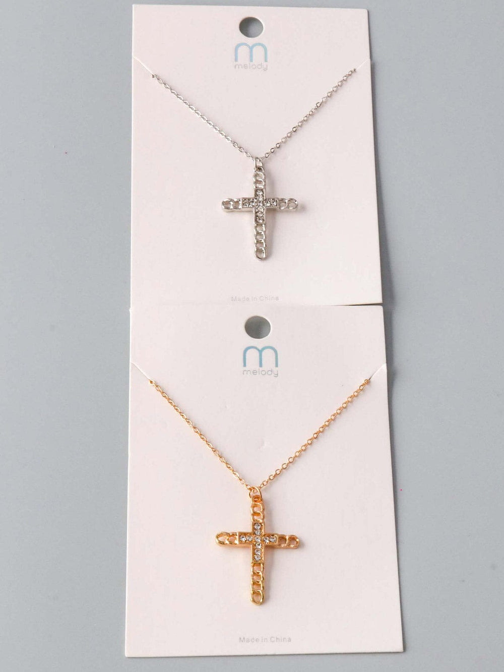 WOMEN'S GOLD & SILVER CROSS NECKLACE