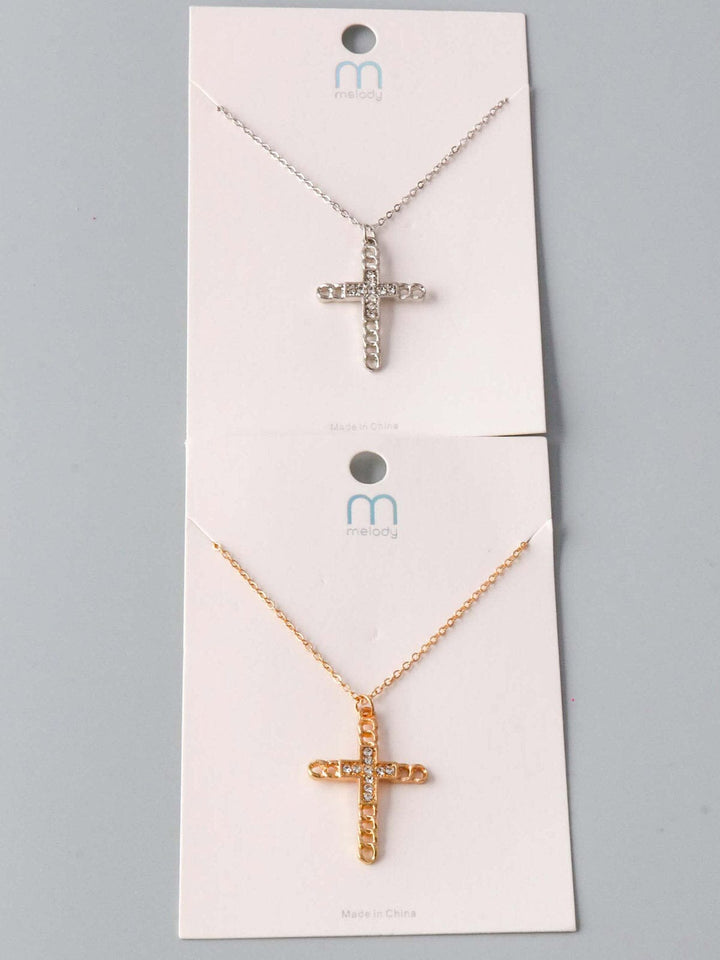 WOMEN'S GOLD & SILVER CROSS NECKLACE