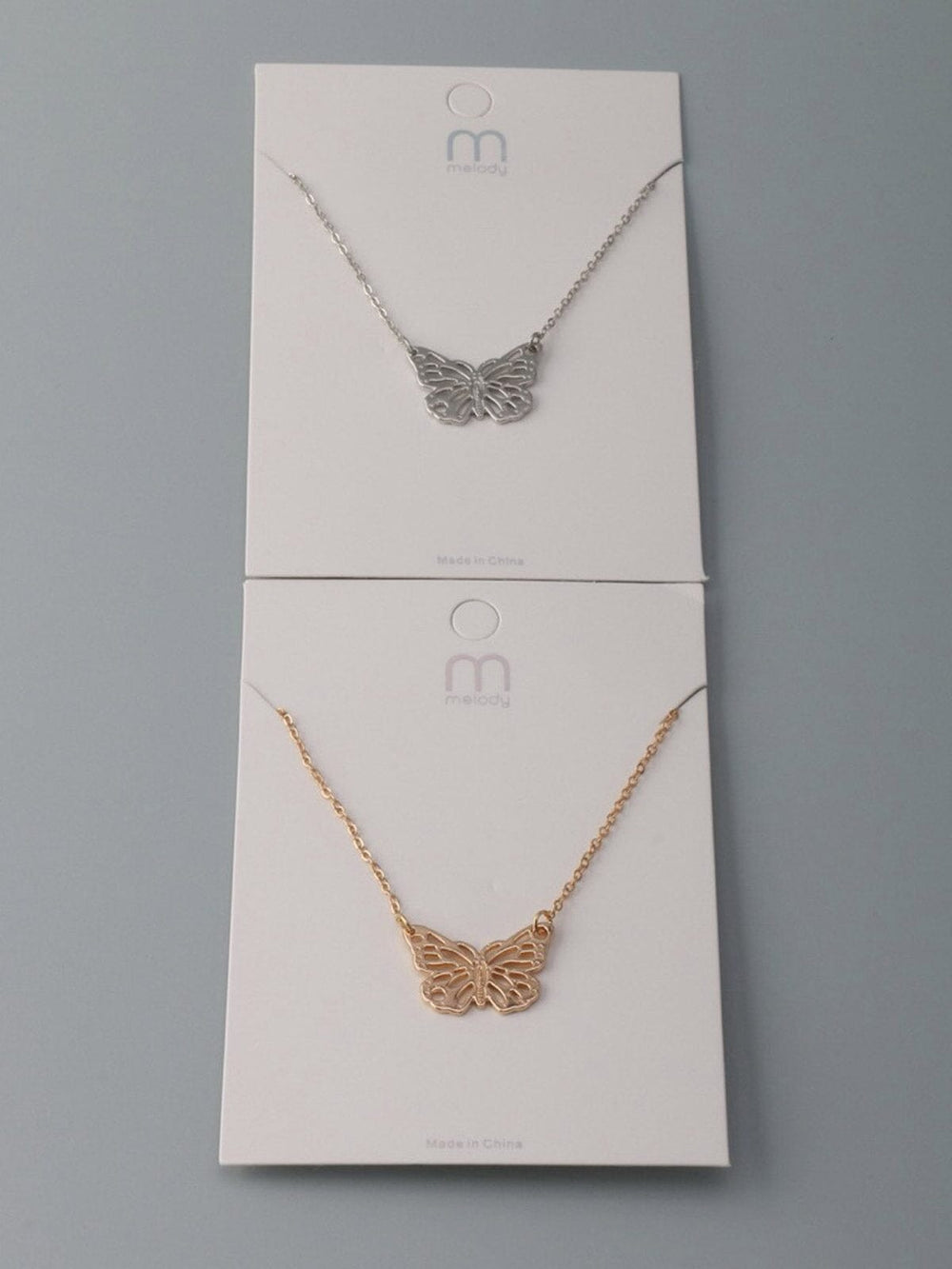WOMEN'S GOLD & SILVER BUTTERFLY NECKLACE