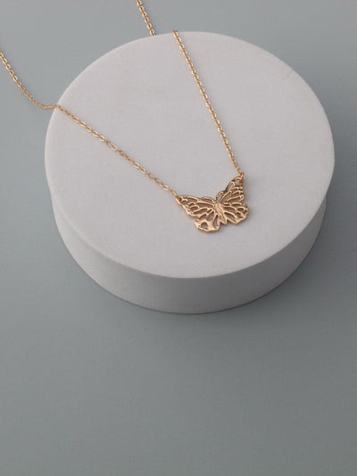 WOMEN'S GOLD & SILVER BUTTERFLY NECKLACE