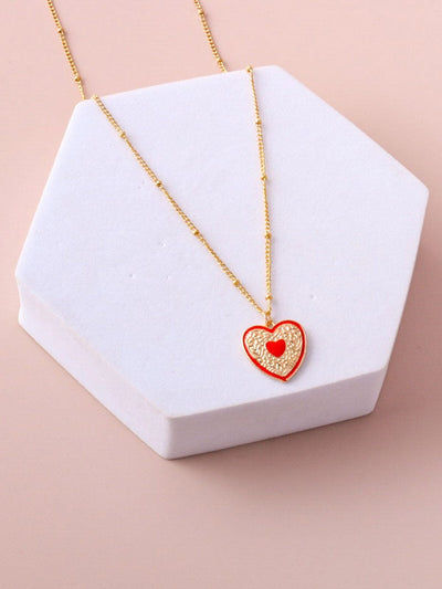 WOMEN'S FASHION GOLD STUDS HEART NECKLACE