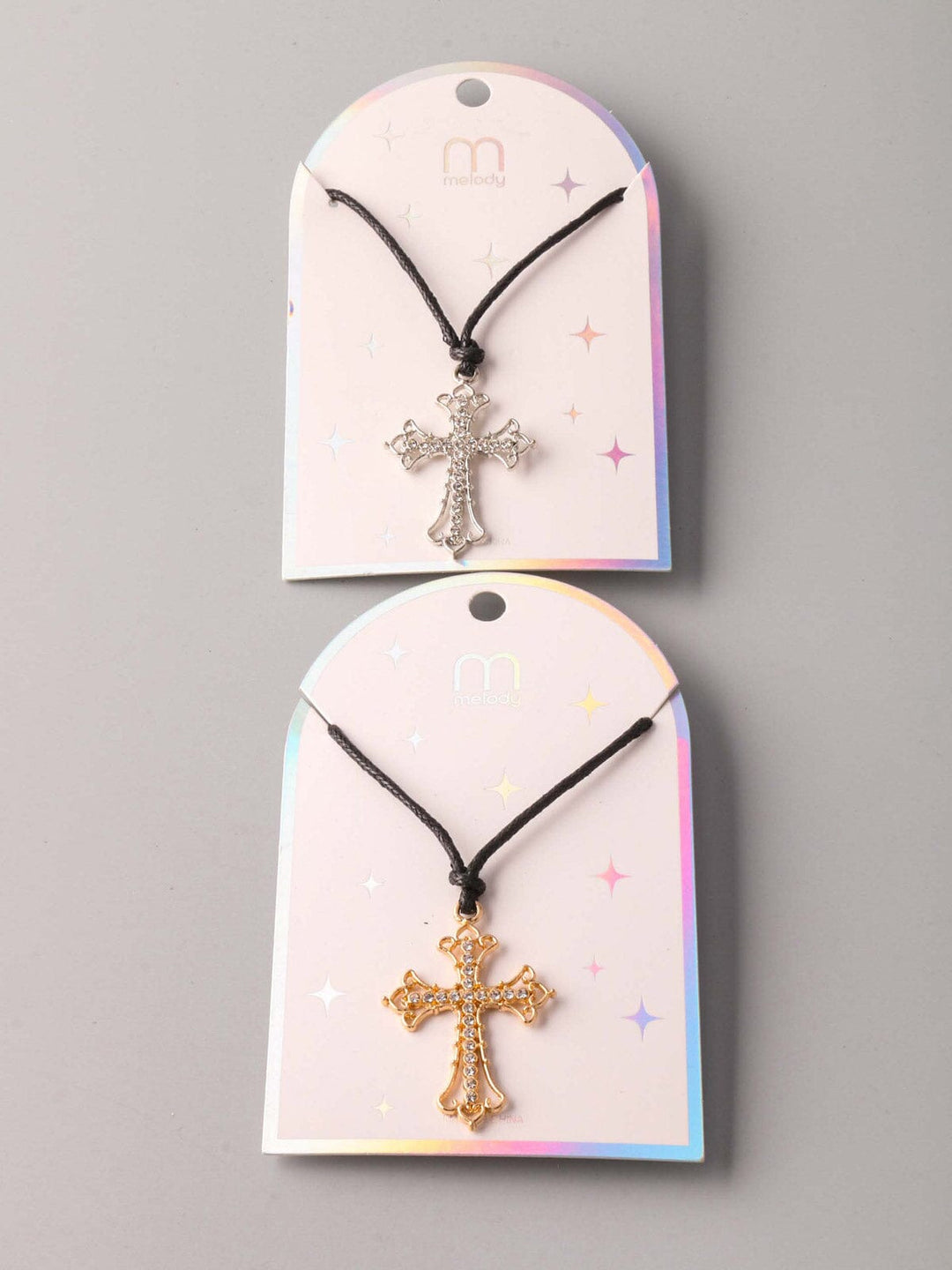 FASHION SILVER & GOLD CROSS PENDENT NECKLACE