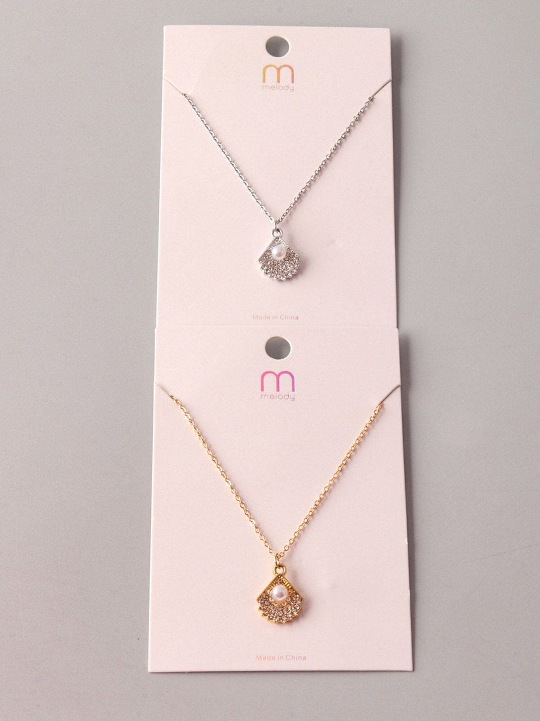 FASHION GOLD & SILVER PEARL PENDANT NECKLACE