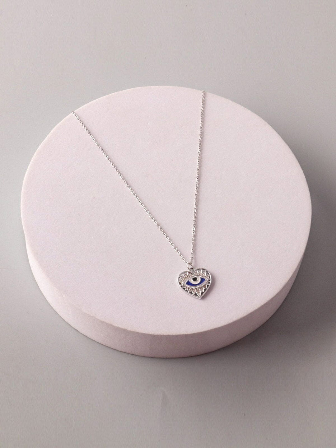 FASHION SILVER EVIL EYE PENDANT NECKLACE