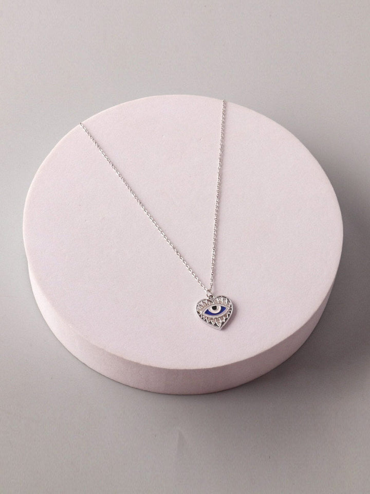 FASHION SILVER EVIL EYE PENDANT NECKLACE