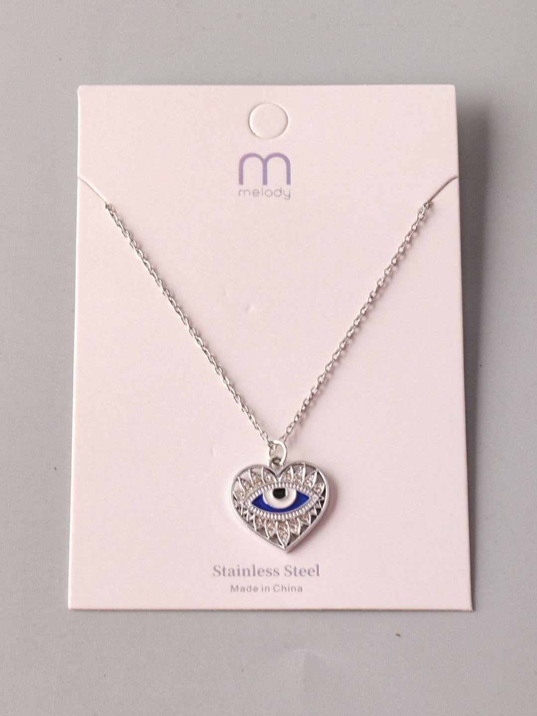 FASHION SILVER EVIL EYE PENDANT NECKLACE
