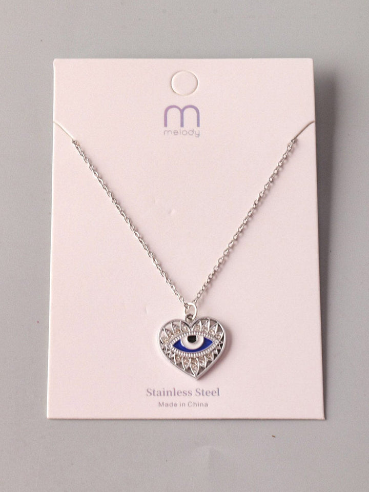 FASHION SILVER EVIL EYE PENDANT NECKLACE