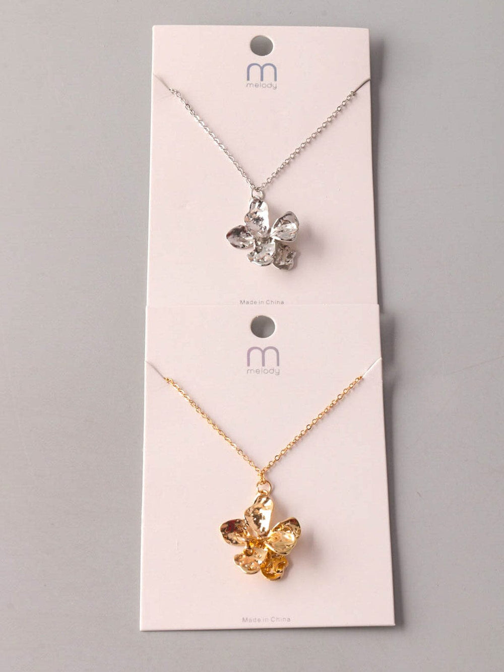 FASHION GOLD & SILVER FLOWER PENDANT NECKLACE