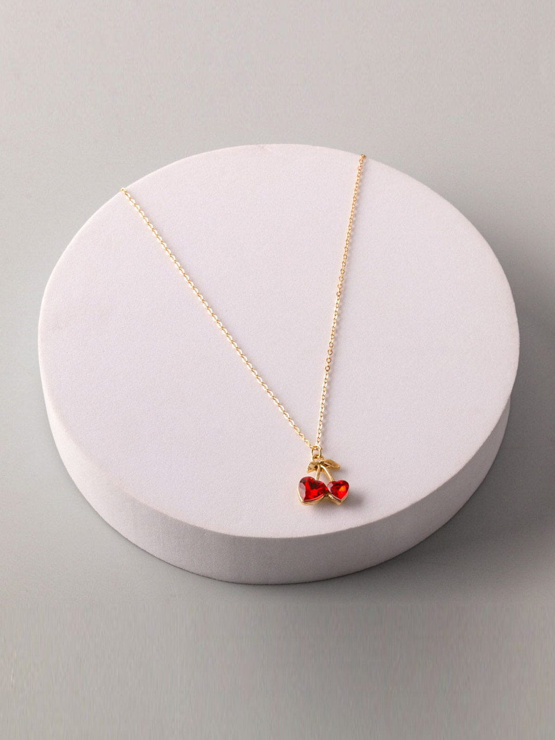 FASHION ASSORTED COLORS CHERRY PENDANT NECKLACE