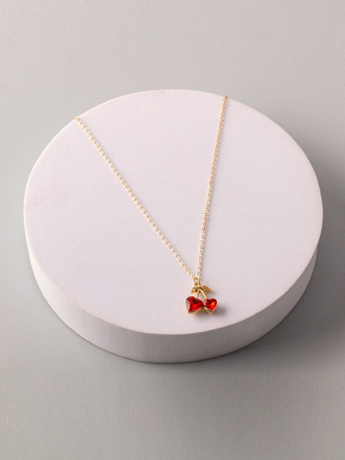 FASHION ASSORTED COLORS CHERRY PENDANT NECKLACE