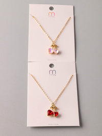 FASHION ASSORTED COLORS CHERRY PENDANT NECKLACE