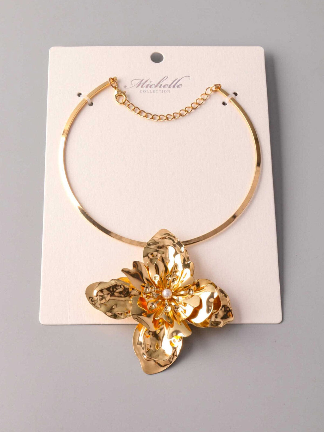 FASHION GOLD FLOWER PENDANT COLLAR NECKLACE