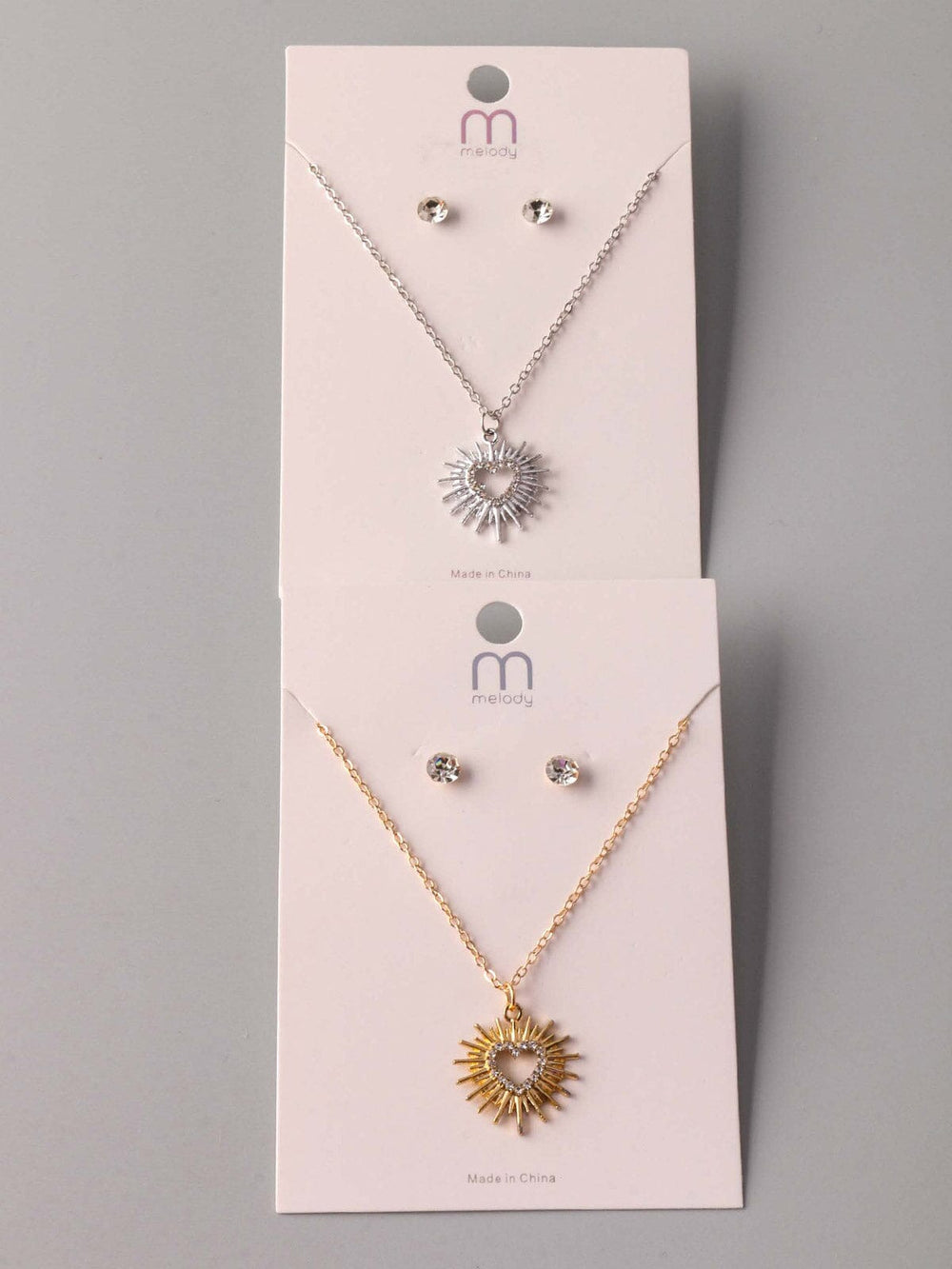 FASHION GOLD & SILVERS EARRINGS & NECKLACE SET