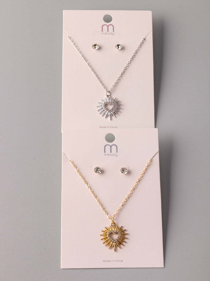 FASHION GOLD & SILVERS EARRINGS & NECKLACE SET