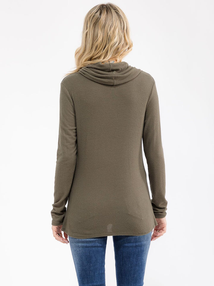 WOMEN'S LONG SLEEVE TURTLE NECK SOLID TOP