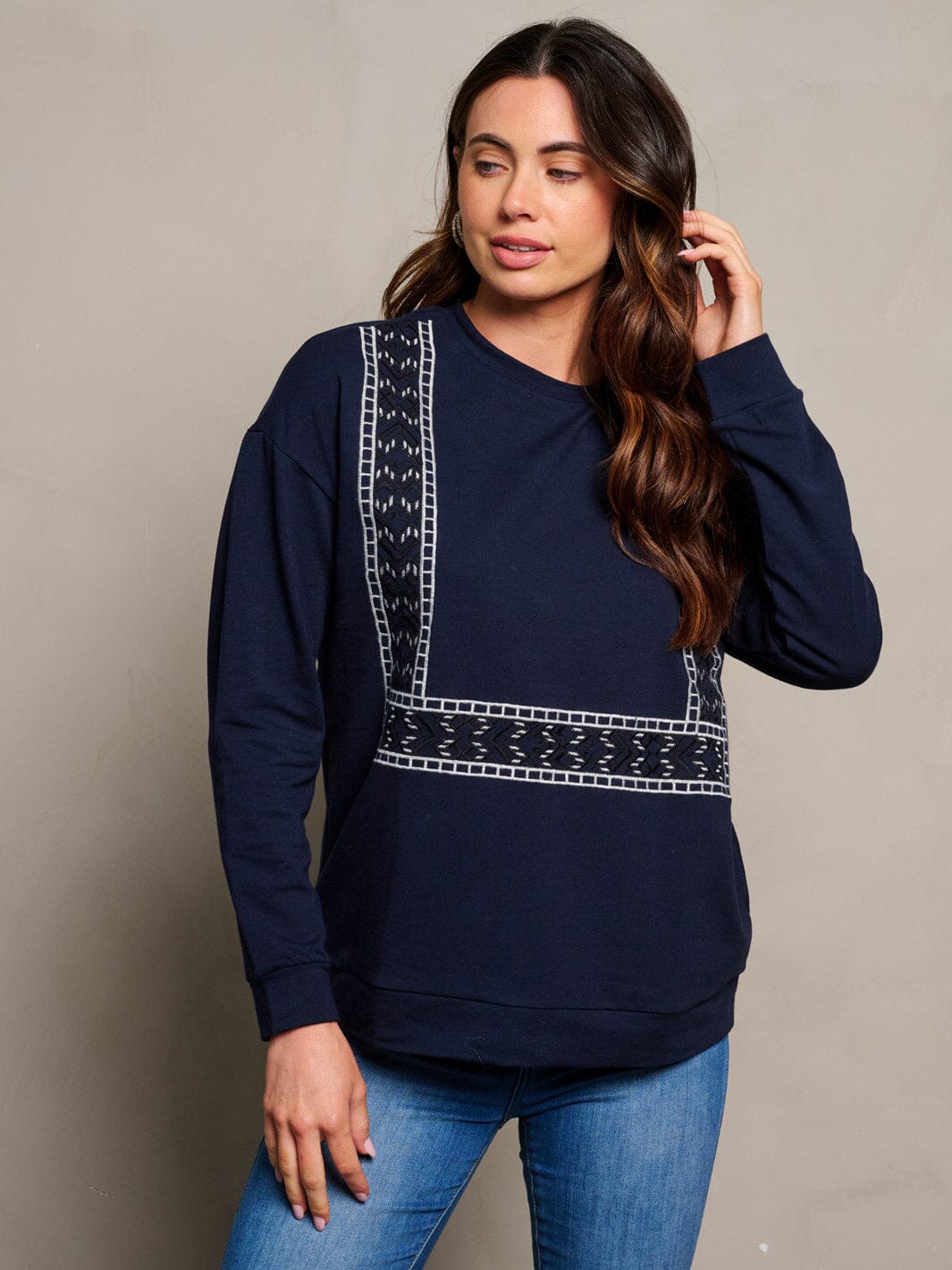 WOMEN'S LONG SLEEVE FRONT DETAILED TOP