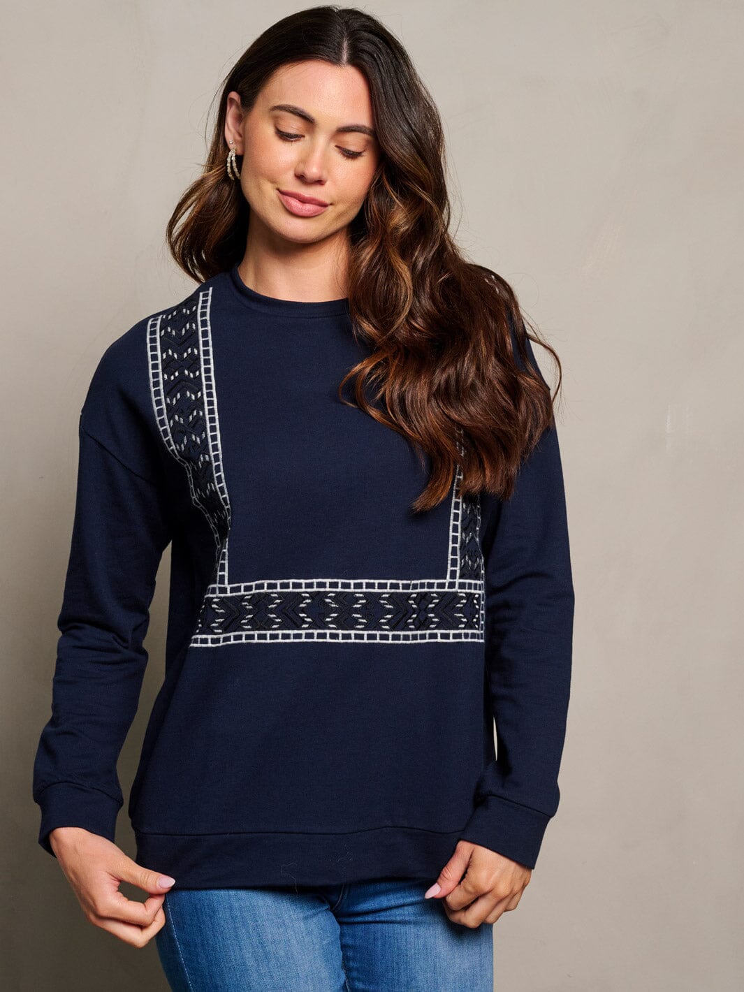 WOMEN'S LONG SLEEVE FRONT DETAILED TOP