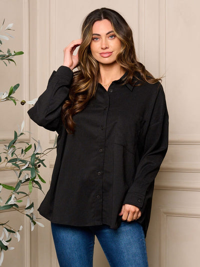 WOMEN'S LONG SLEEVE BUTTON UP BLOUSE TOP