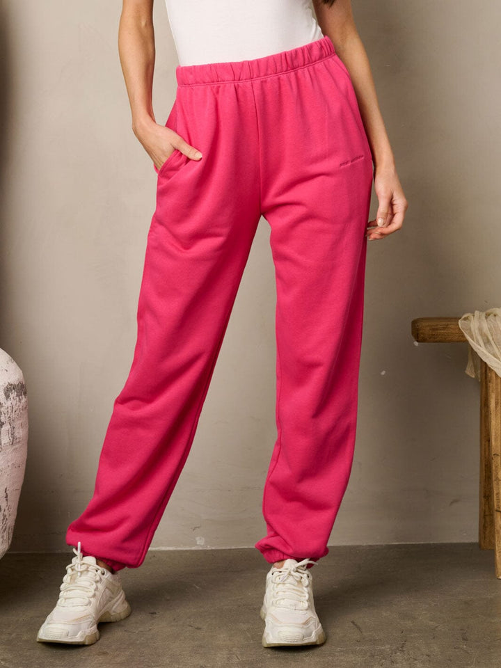 WOMEN'S ELASTIC WAIST POCKETS JOGGER PANTS