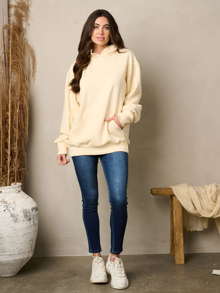 WOMEN'S LONG SLEEVE FRONT POCKETS PULLOVER HOODED SWEATER