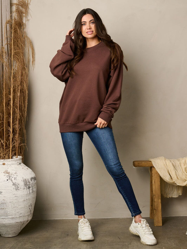 WOMEN'S LONG SLEEVE SOLID PULLOVER SWEATER