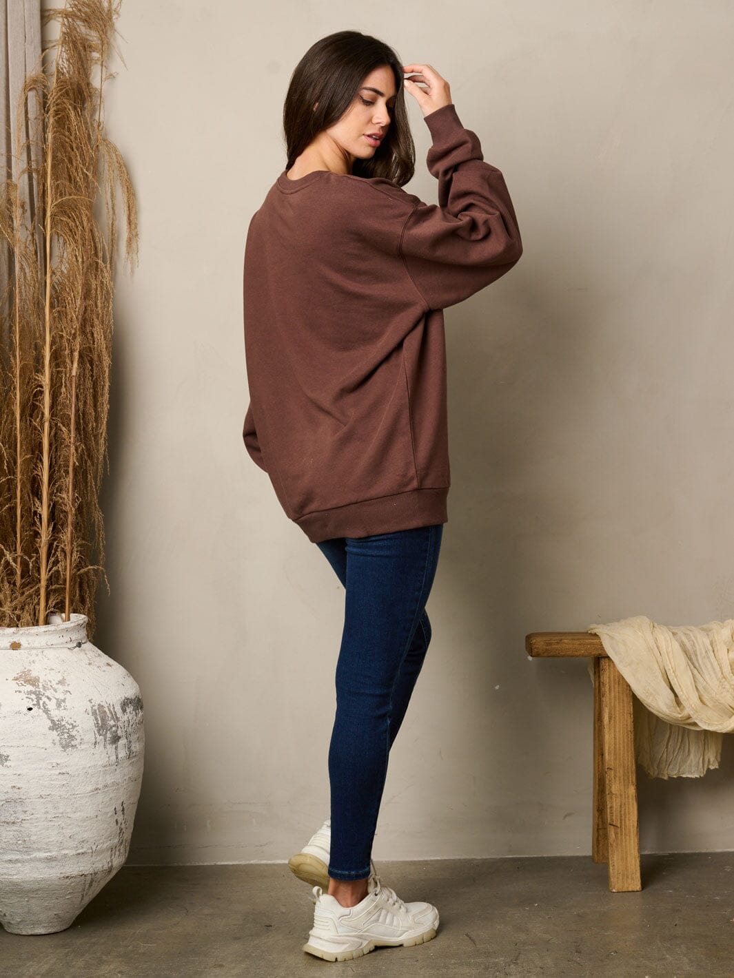 WOMEN'S LONG SLEEVE SOLID PULLOVER SWEATER