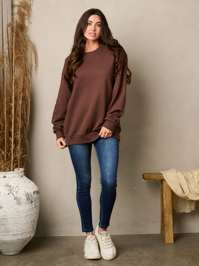 WOMEN'S LONG SLEEVE SOLID PULLOVER SWEATER