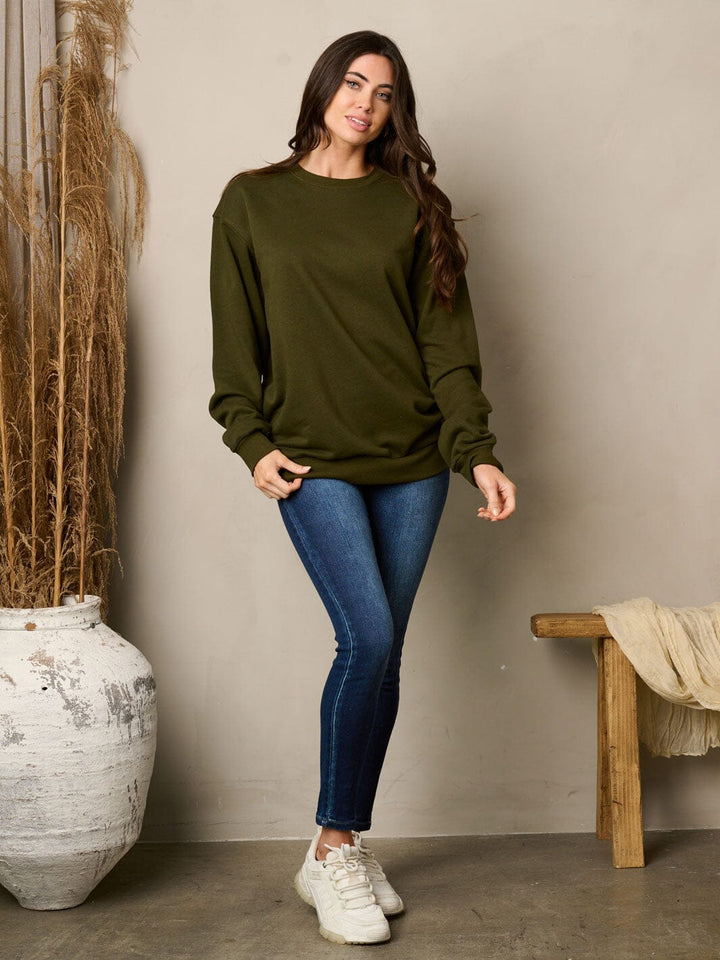 WOMEN'S LONG SLEEVE SOLID PULLOVER SWEATER