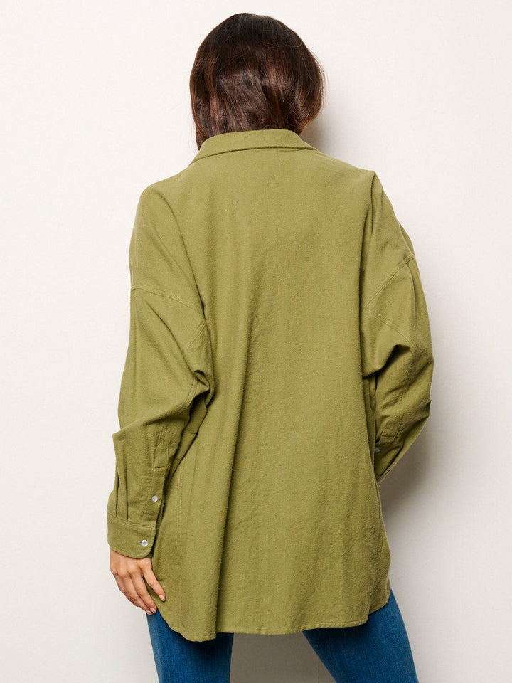 WOMEN'S LONG SLEEVE BUTTON UP OVERSIZED TOP