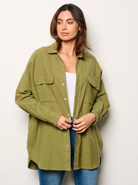 WOMEN'S LONG SLEEVE BUTTON UP OVERSIZED TOP