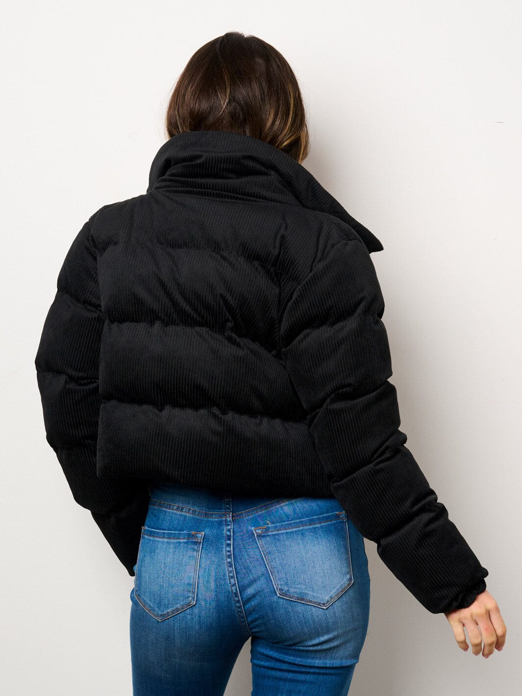 WOMEN'S LONG SLEEVE BUTTON CLOSURE POCKETS PUFFER JACKET