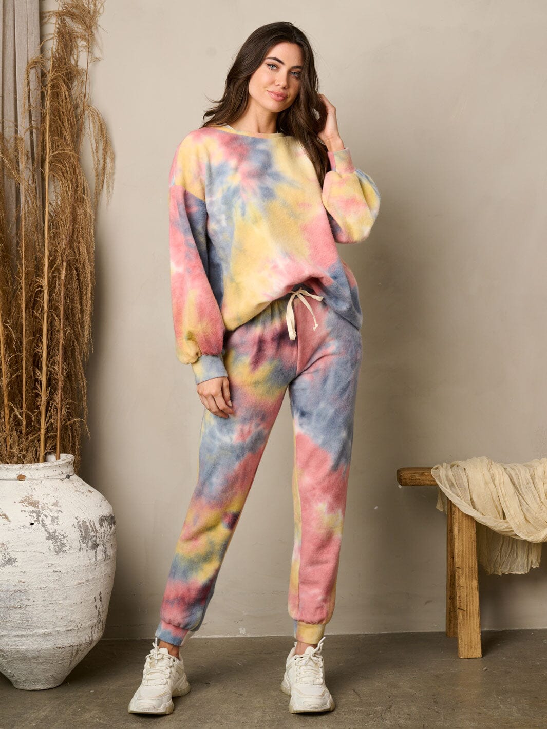 WOMEN'S LONG SLEEVE SWEATER & JOGGER PANTS TIE DYE SET