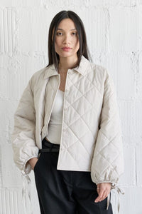 WOMEN'S LONG SLEEVE BUTTON CLOSURE FRONT POCKETS PUFFER JACKET