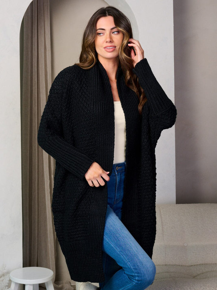 WOMEN'S LONG SLEEVE OPEN FRONT KNITTED CARDIGAN
