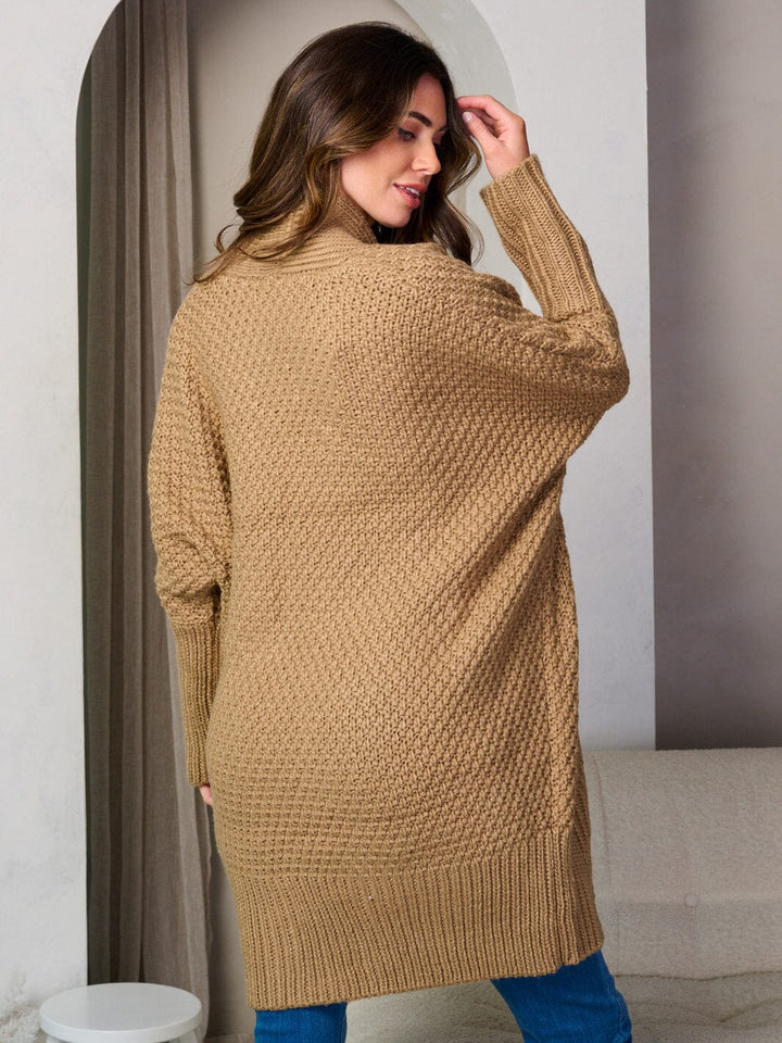 WOMEN'S LONG SLEEVE OPEN FRONT KNITTED CARDIGAN