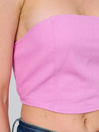 WOMEN'S SLEEVELESS ZIPPER CLOSURE DENIM CROP TOP