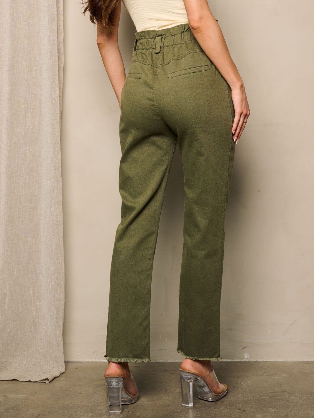 WOMEN'S ZIP UP POCKETS STRAIGHT LEG DENIM PANTS