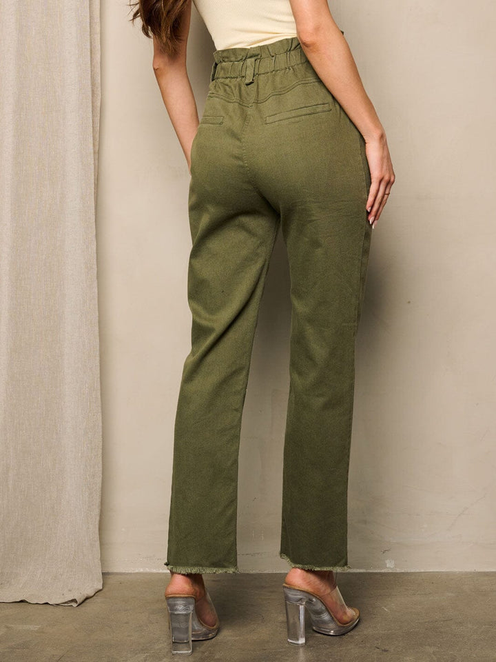 WOMEN'S ZIP UP POCKETS STRAIGHT LEG DENIM PANTS