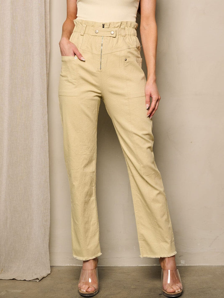 WOMEN'S ZIP UP POCKETS STRAIGHT LEG DENIM PANTS