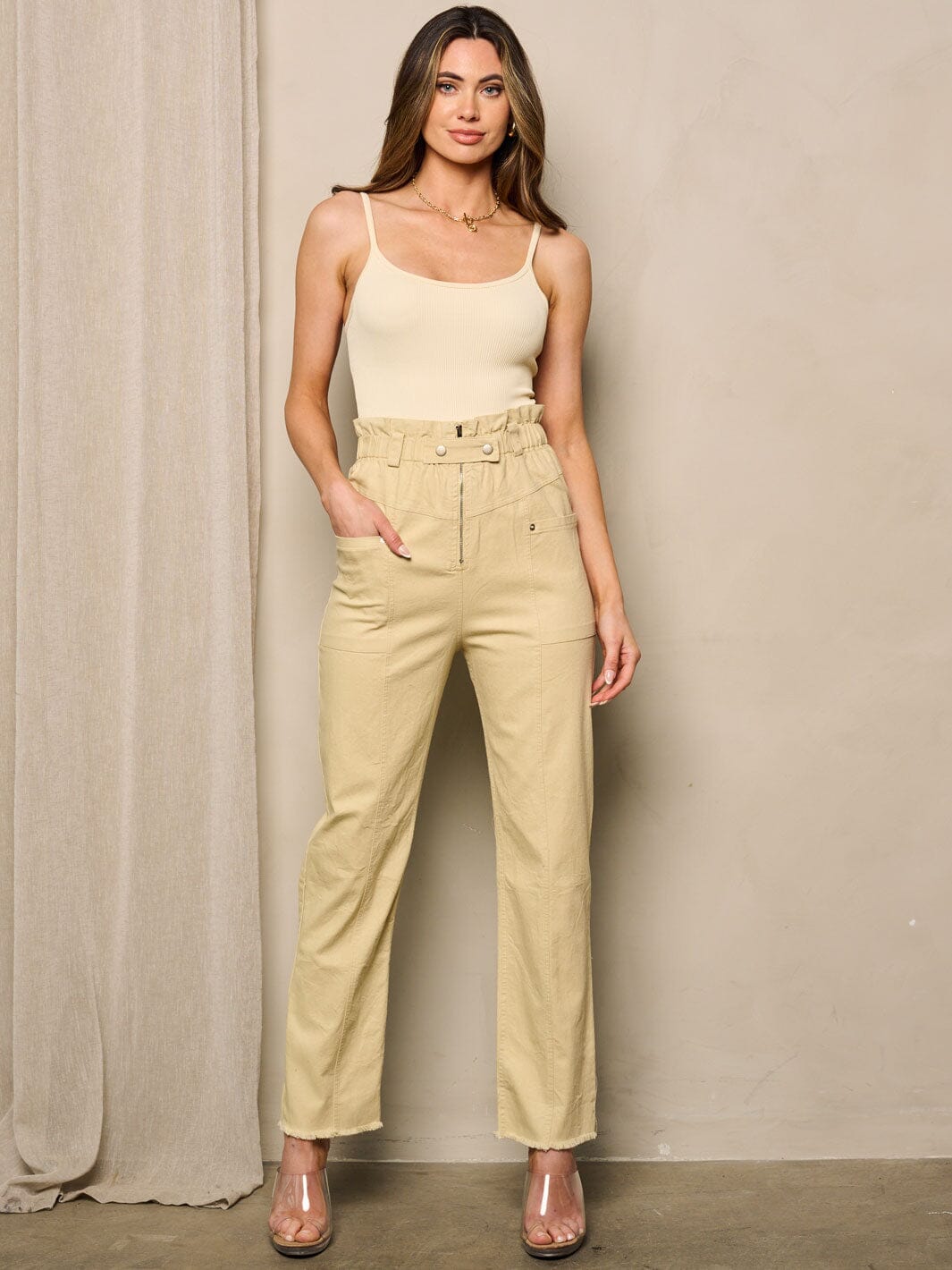 WOMEN'S ZIP UP POCKETS STRAIGHT LEG DENIM PANTS