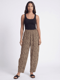 WOMEN'S ELASTIC WAIST FRONT POCKETS STRAIGHT LEG ANIMAL PRINT PANTS